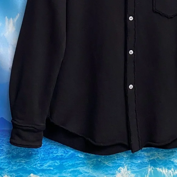 Frank & Eileen Eileen Button-Up Shirt TRIPLE FLEECE Size: M Black - Picture 7 of 16